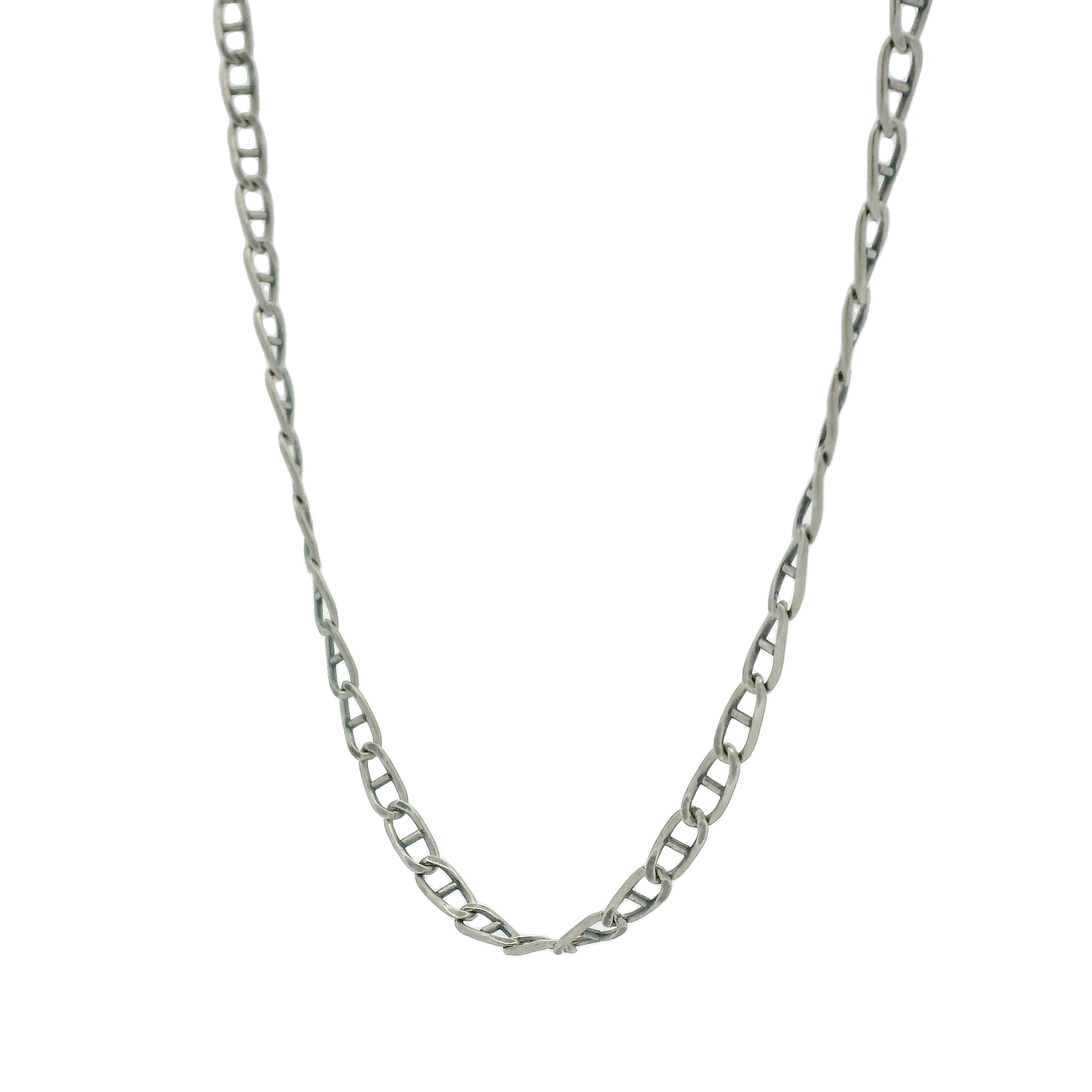 Collier en argent 925 oxydé mate maille marine plate 50 cm