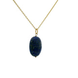 Collier doré grand scarabée sculpté dans lapis lazulis 42 cm