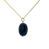 Collier doré grand scarabée sculpté dans lapis lazulis 42 cm