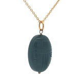 Collier doré grand scarabée taillé dans onyx noire 42 cm