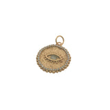 Charms doré médaille avec zircons et oeil en labradorite