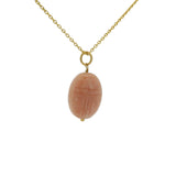 Collier doré petit scarabée sculpté dans opale rose 42 cm