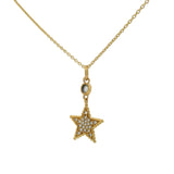 Gold star necklace with stone and zircons