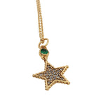 Collier doré étoile pierre et zircons
