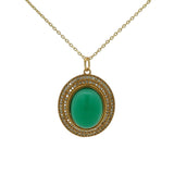Gold necklace with cabochon stone and zircons