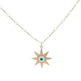 Collier doré soleil avec oeil en nacre 50 cm