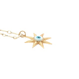 Collier doré soleil avec oeil en nacre 50 cm