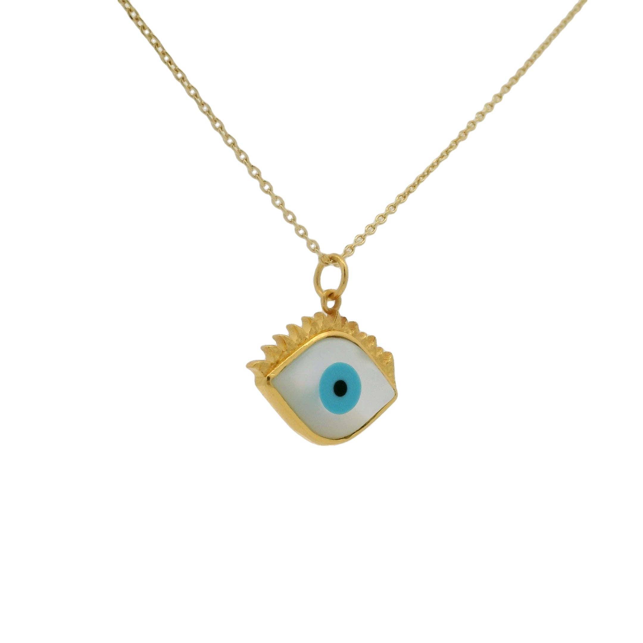 Collier doré oeil en nacre avec cils 42 cm