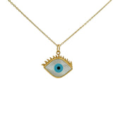 Collier doré oeil en nacre avec cils 42 cm