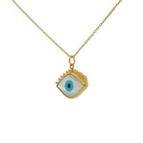 Collier doré oeil en nacre avec cils 42 cm