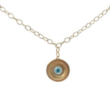 Collier doré médaille avec oeil en nacre 42 cm