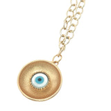 Collier doré médaille avec oeil en nacre 42 cm