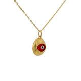Collier doré oeil en verre rouge 42 cm