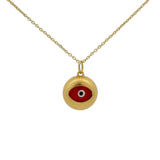 Collier doré oeil en verre rouge 42 cm