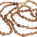 Collier Bola boule dorée striée mix perles marrons  75 cm