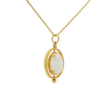 Collier doré pierre de lune ovale en cabochon pivotant 42 cm