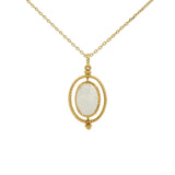 Collier doré pierre de lune ovale en cabochon pivotant 42 cm