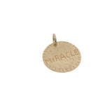 Charms doré médaille avec coeurs et "miracle"  gravés