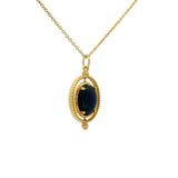Collier doré en lapis lazulis ovale cabochon qui pivote 42 cm