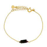 Bracelet doré pierre rectangle grenat et rubis zoisite