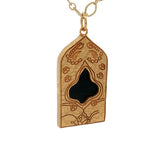 Collier doré porte du Taj Mahal avec onyx noire 50 cm