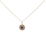 Collier doré médaille soleil lapis lazulis et zircons 42 cm