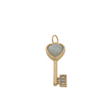 Charms doré clé coeur en pierre de lune et zircons