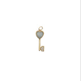 Charms doré clé coeur en pierre de lune et zircons