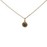 Collier doré petite médaille onyx verte zircons 42 cm