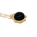 Collier doré sphère double pierre labradorite onyx noire 60 cm
