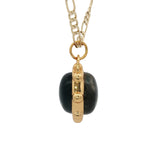 Collier doré sphère double pierre labradorite onyx noire 60 cm