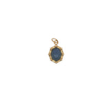 Charms doré médaillon ovale avec lapis lazuli et étoiles