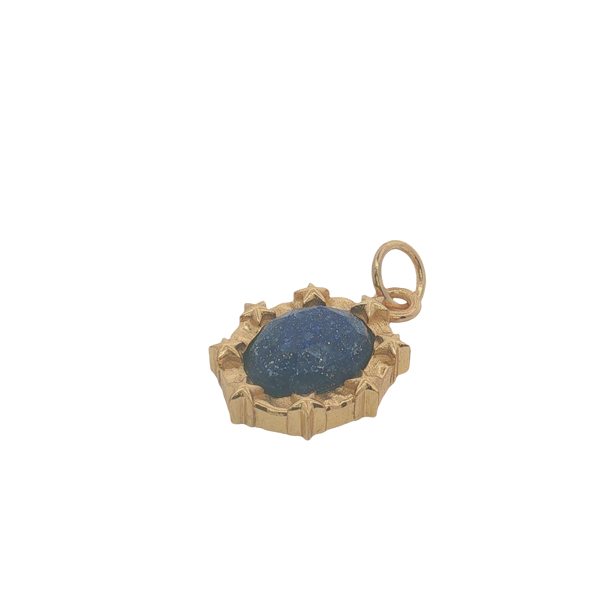 Charms doré médaillon ovale avec lapis lazuli et étoiles