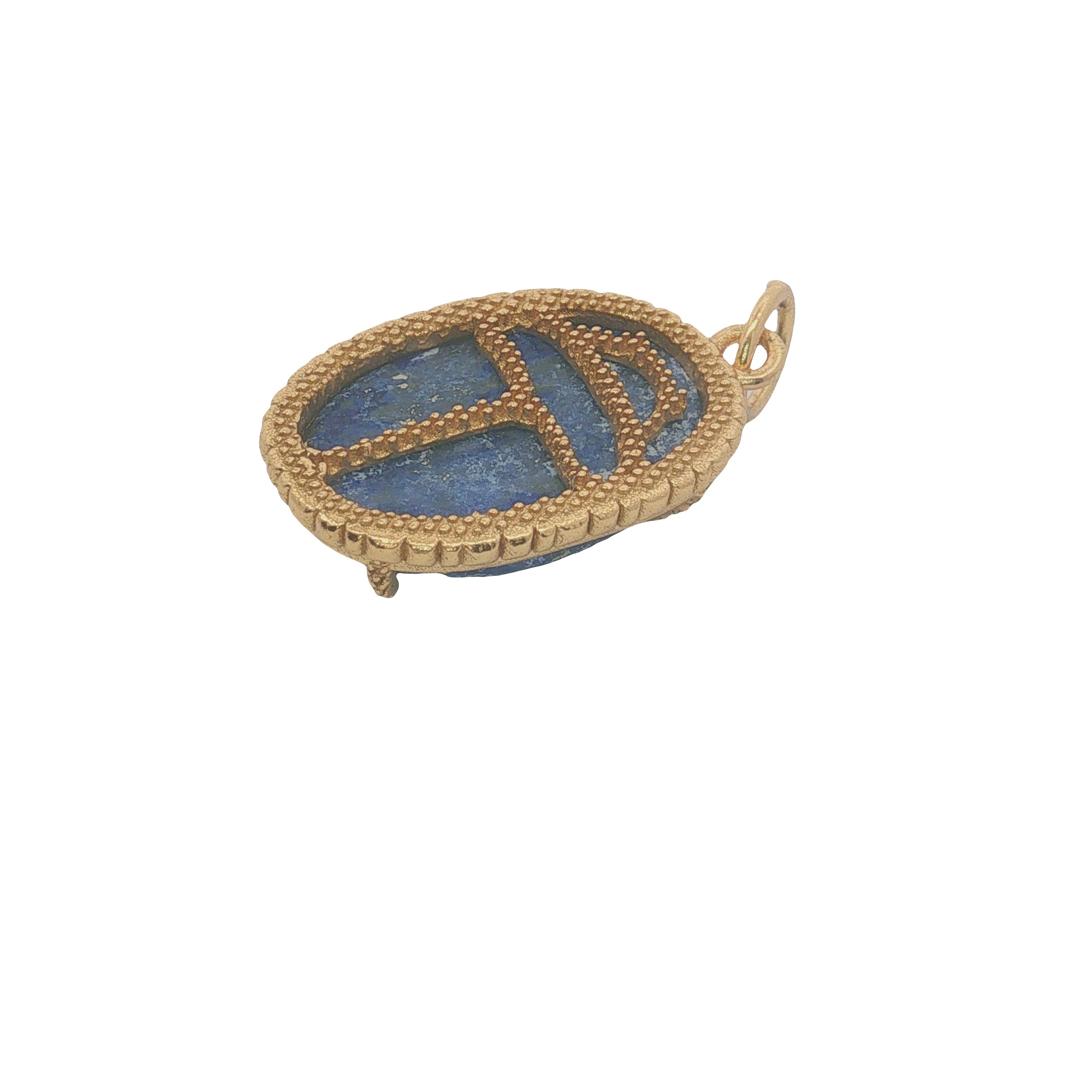 Charms doré lapis lazuli cabochon et scarabée doré