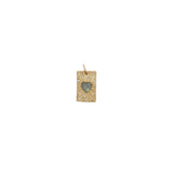 Charms doré plaque striée avec coeur labradorite et zircons