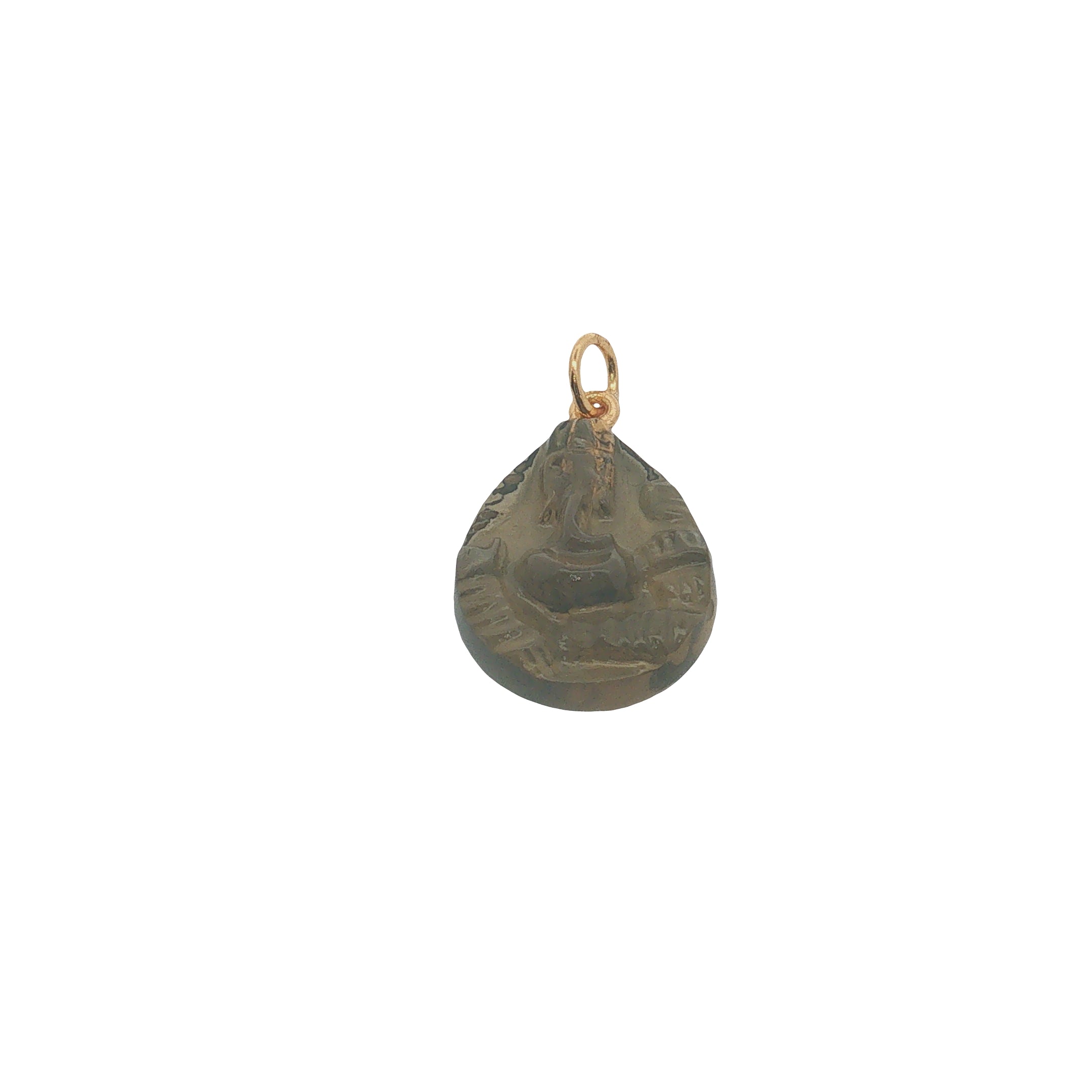 Charms doré Ganesh taillée dans du quartz fumé