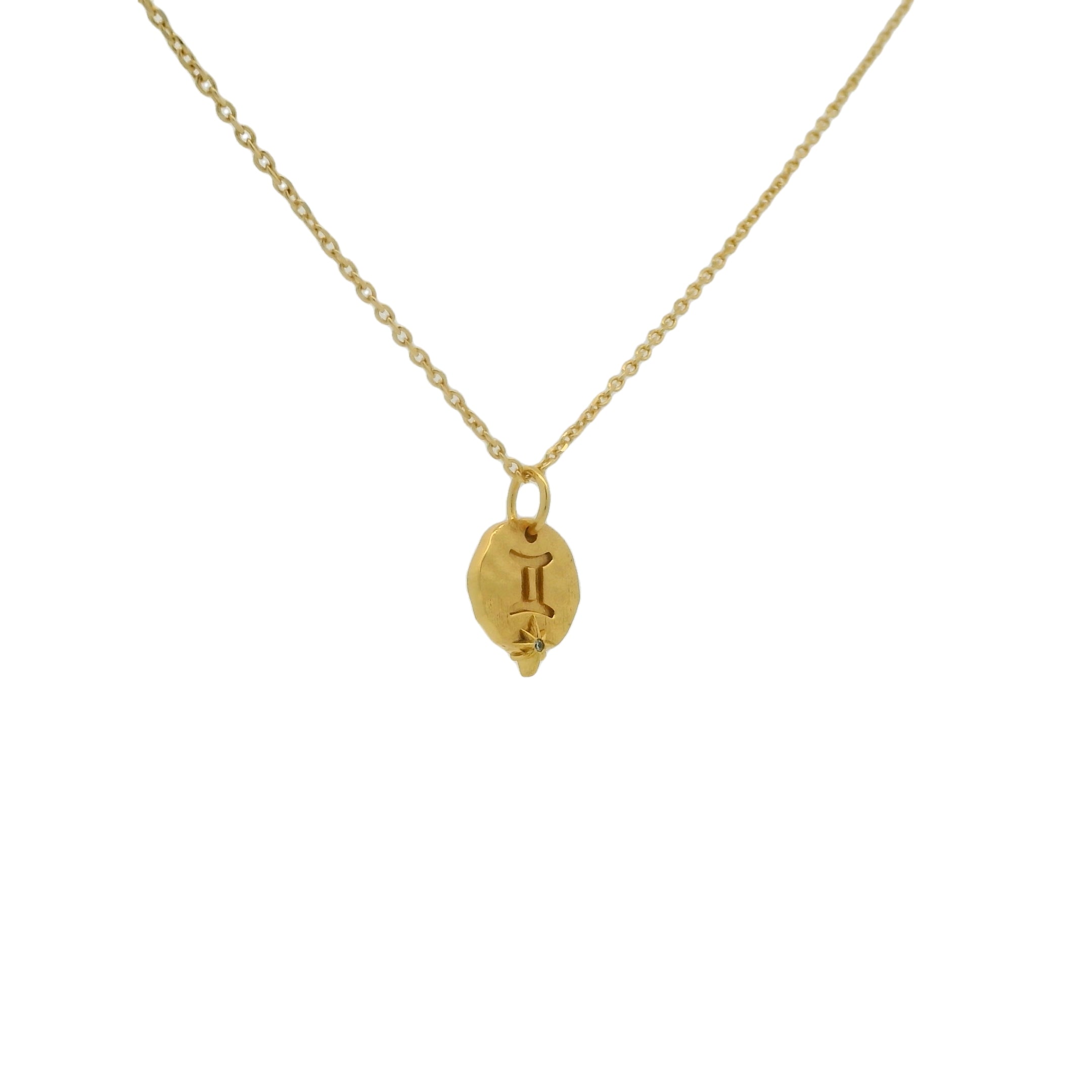 Collier doré médaille signe astrologique gémeaux 42 cm