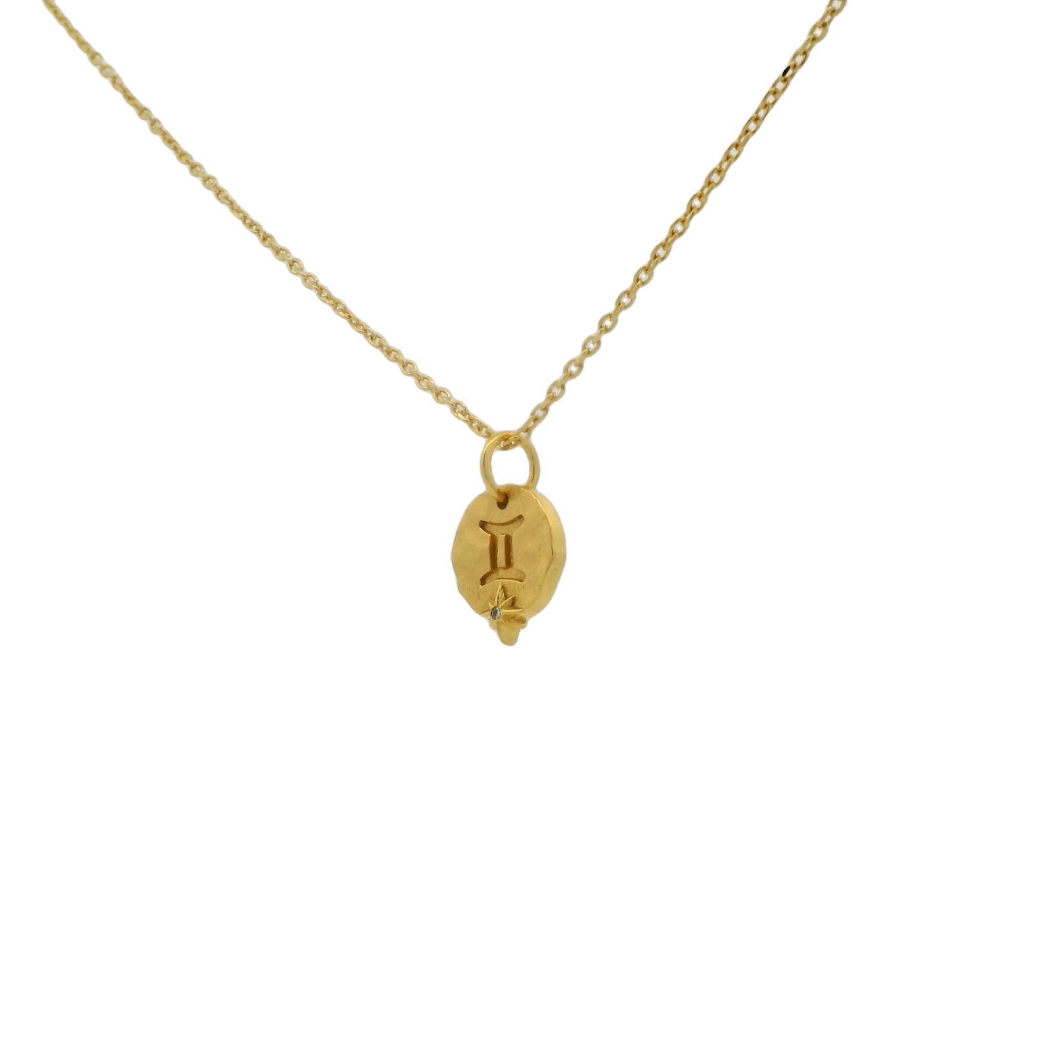 Collier doré médaille signe astrologique gémeaux 42 cm