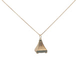 Collier doré pyramide zircons et onyx verte 42 cm