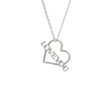 Collier argent  coeur "I LOVE YOU" 42 cm