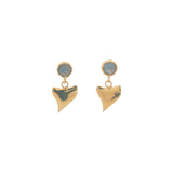Shark tooth and stone gold earrings