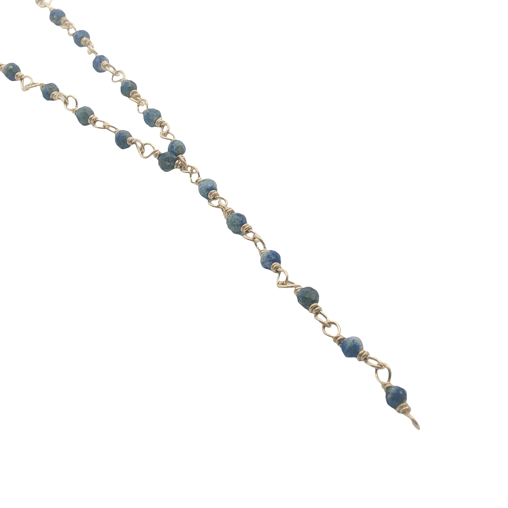 Collier doré base chapelet chaine rosary lapis lazuli 54 cm