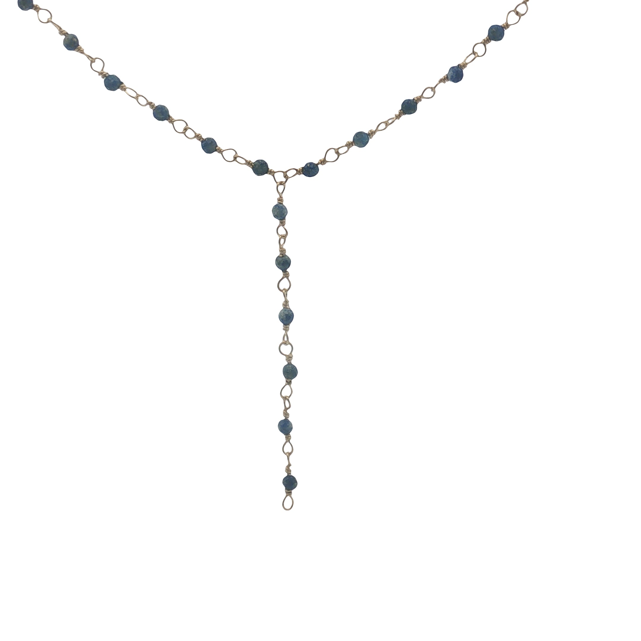 Collier doré base chapelet chaine rosary lapis lazuli 54 cm