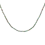 Collier doré perles multicolores alternées à des noeuds verts 75 cm