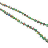 Collier doré perles multicolores alternées à des noeuds verts 75 cm