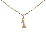Collier doré chiffre 1 martelé 42 cm