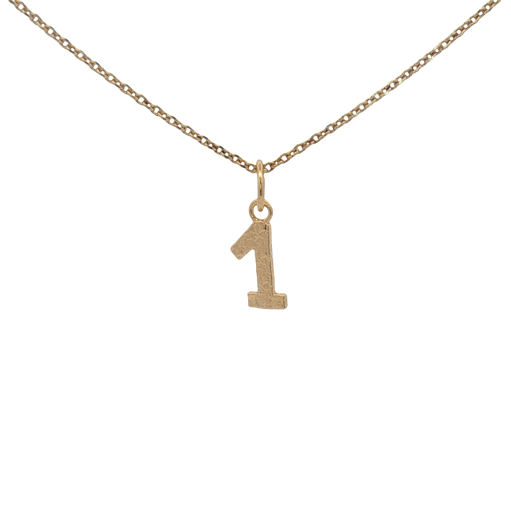 Collier doré chiffre 1 martelé 42 cm