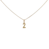 Collier doré chiffre 2 martelé 42 cm