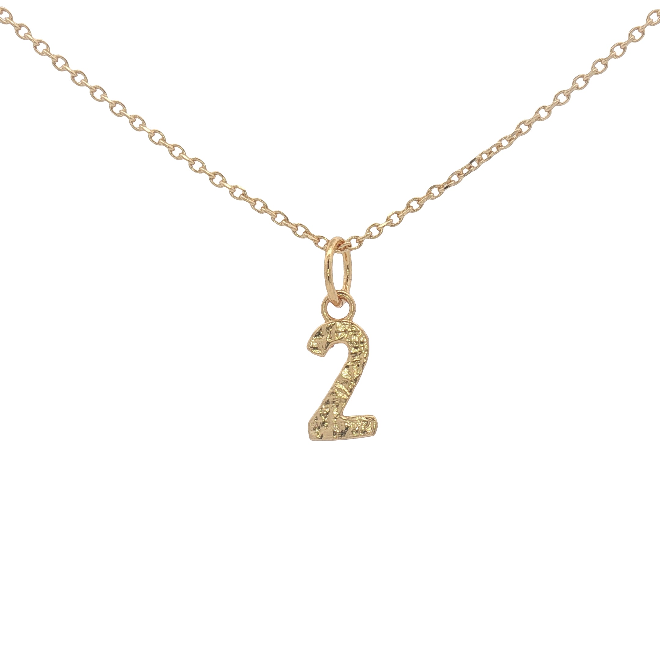 Collier doré chiffre 2 martelé 42 cm