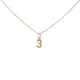 Collier doré chiffre 3 martelé 42 cm